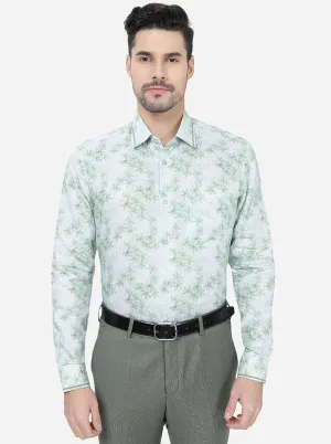 Pista Green Printed Slim Fit Party Wear Shirt | JB Studio
