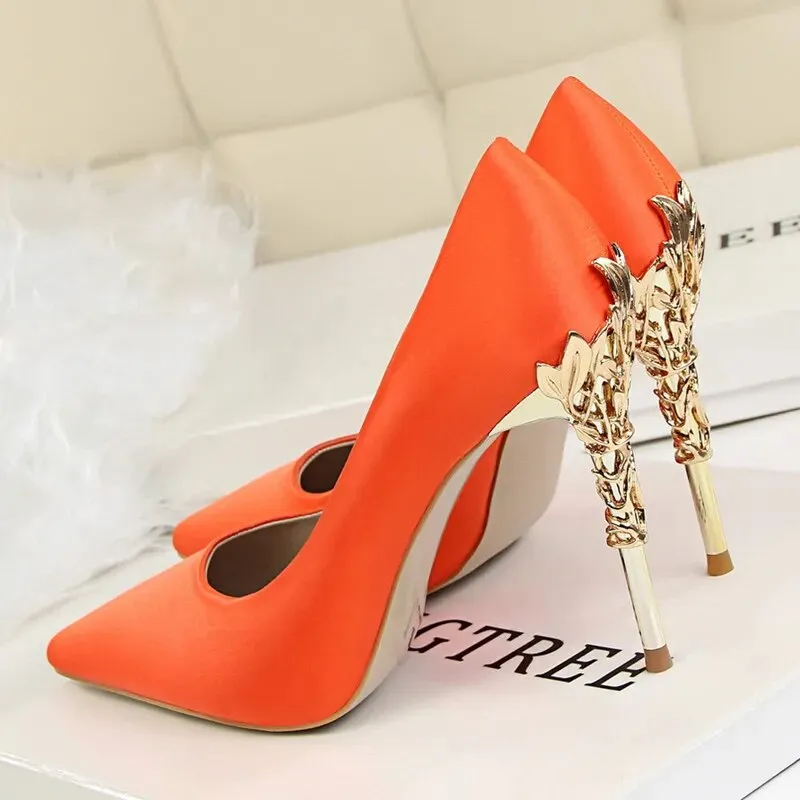 Pointed Toe Luxury Metal High Heel Shoe