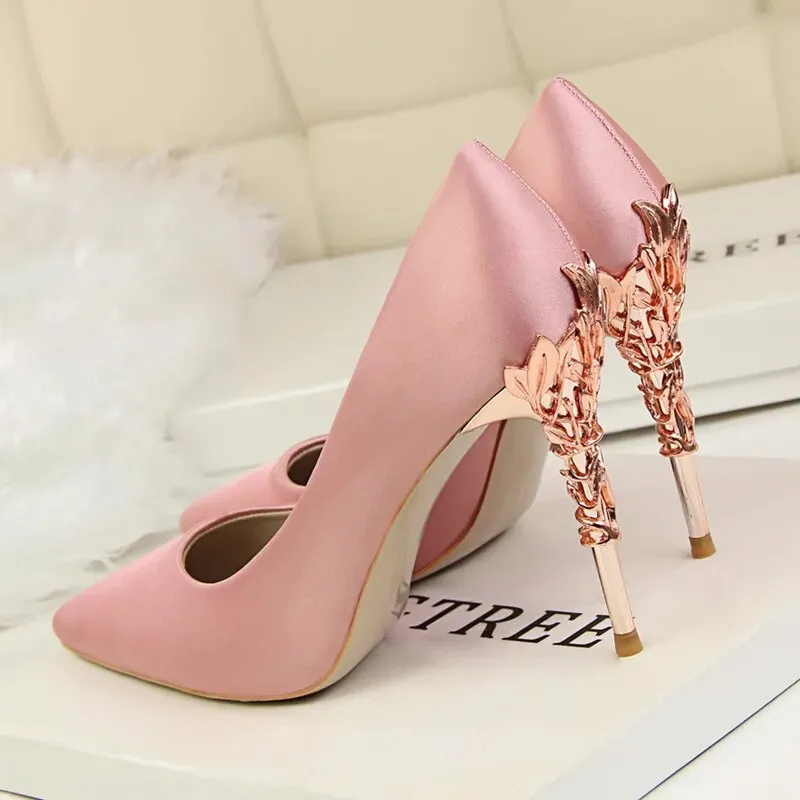 Pointed Toe Luxury Metal High Heel Shoe