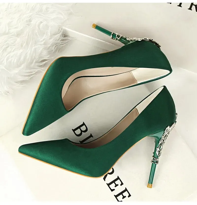 Pointed Toe Luxury Metal High Heel Shoe