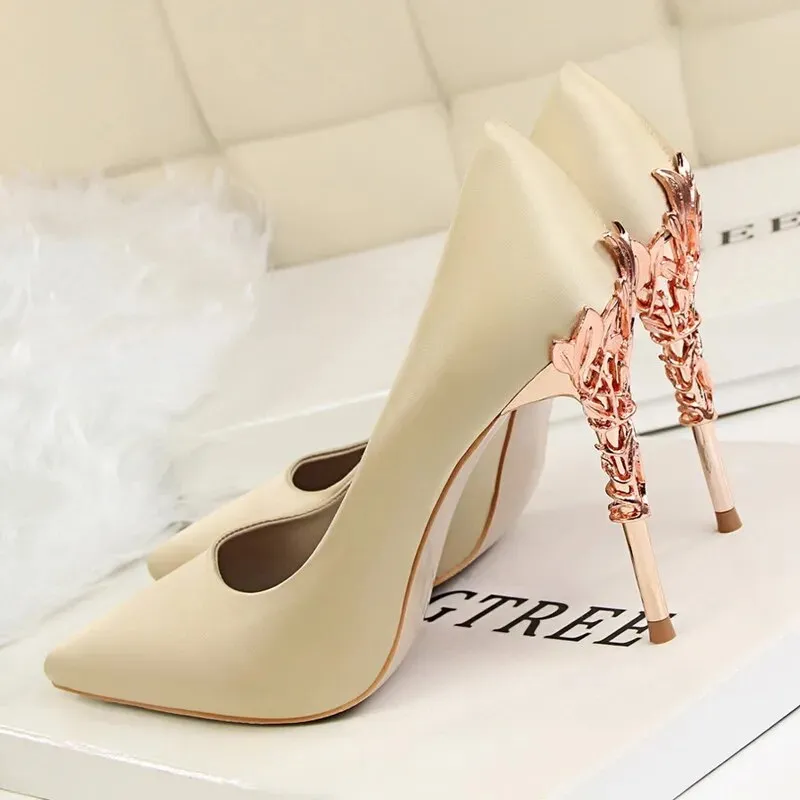 Pointed Toe Luxury Metal High Heel Shoe