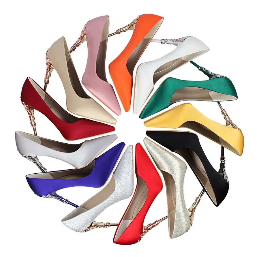 Pointed Toe Luxury Metal High Heel Shoe