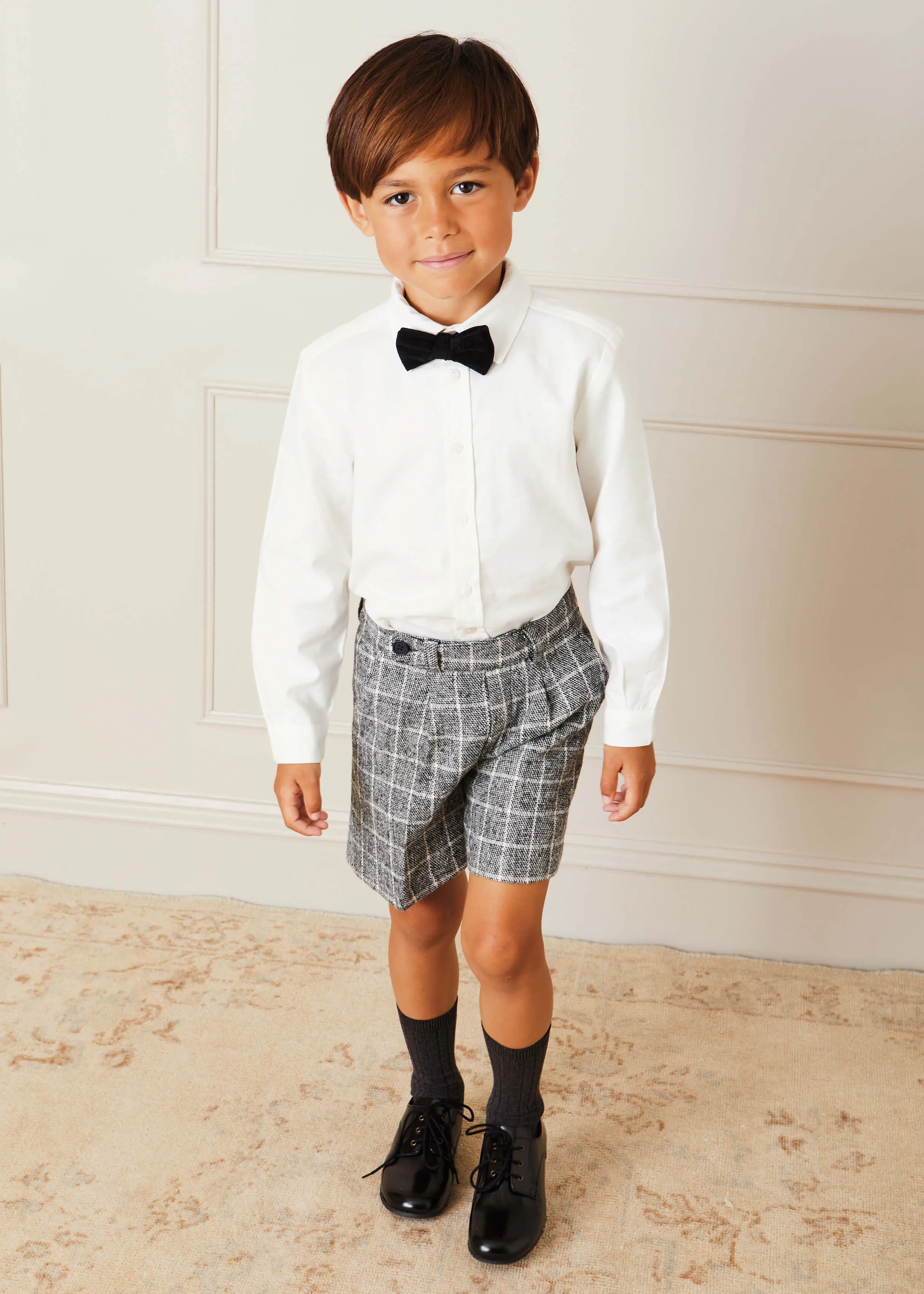 Polo Collar Long Sleeve Oxford Shirt in White (4-10yrs)