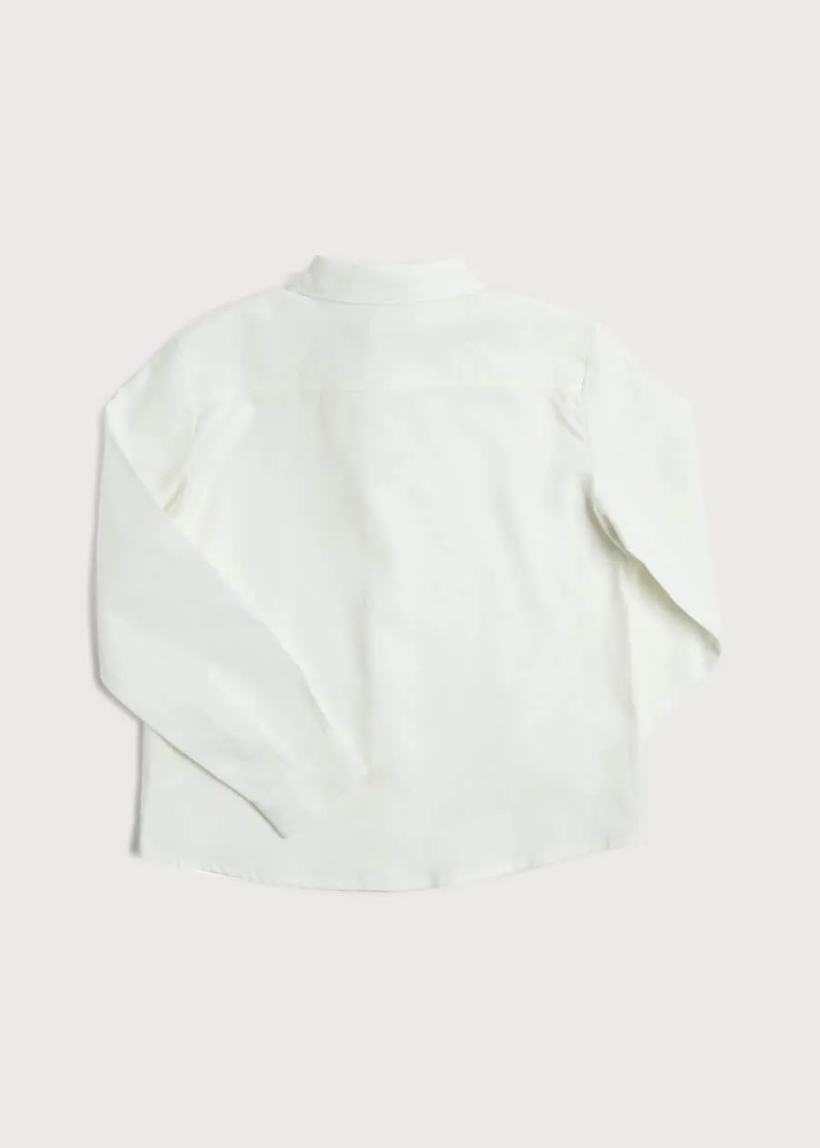 Polo Collar Long Sleeve Oxford Shirt in White (4-10yrs)