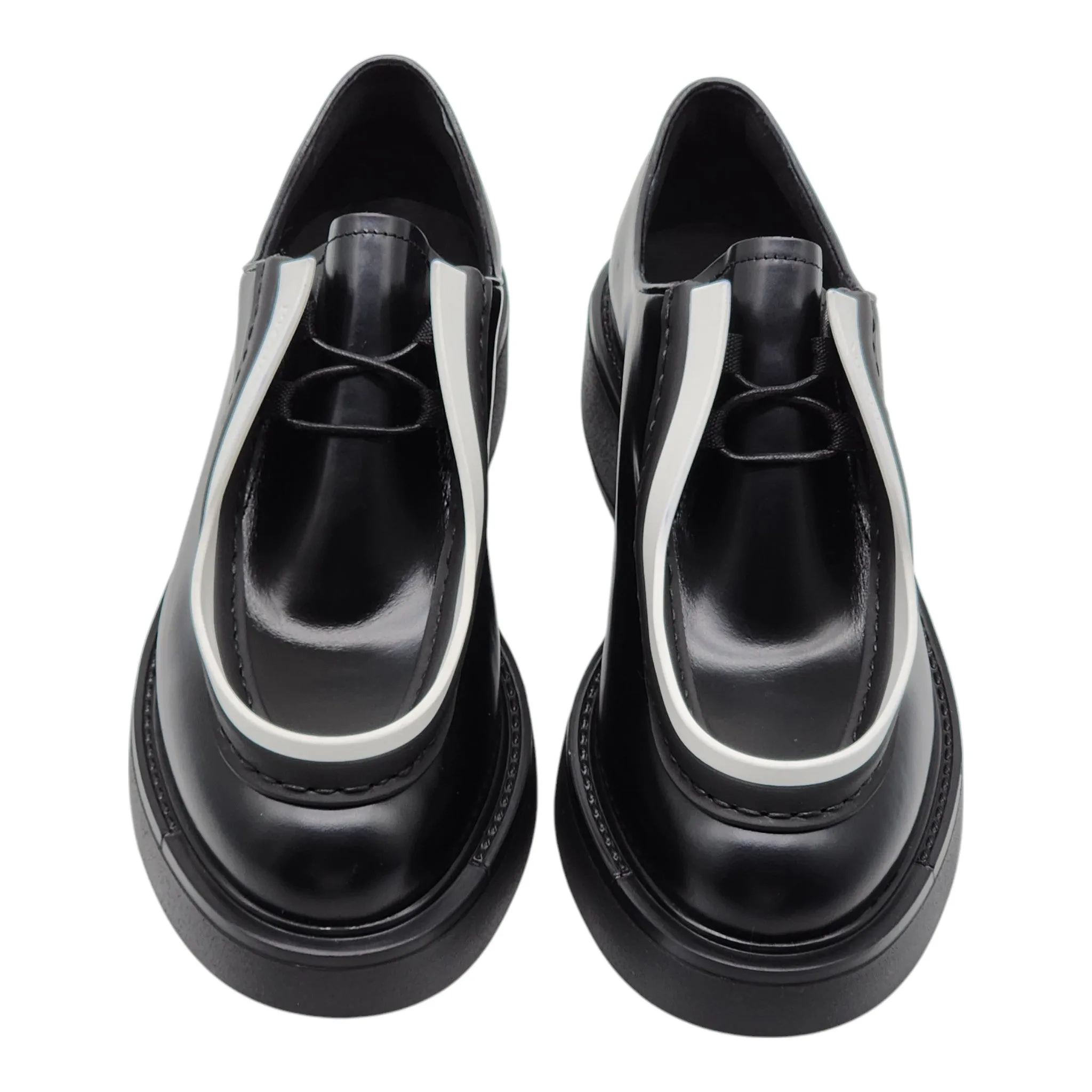Prada Diapason Opaque Derby Shoes - Brushed Leather - Black 40