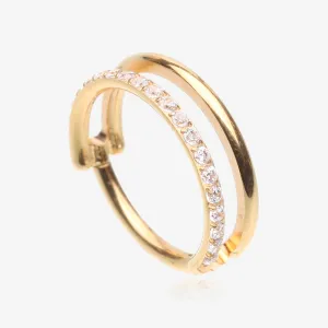 Pure24K Implant Grade Titanium Double Hoop Single Lined Sparkle Seamless Clicker Hoop Ring