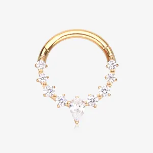 Pure24K Implant Grade Titanium Goddess Prong Teardrop Sparkle Clicker Hoop Ring