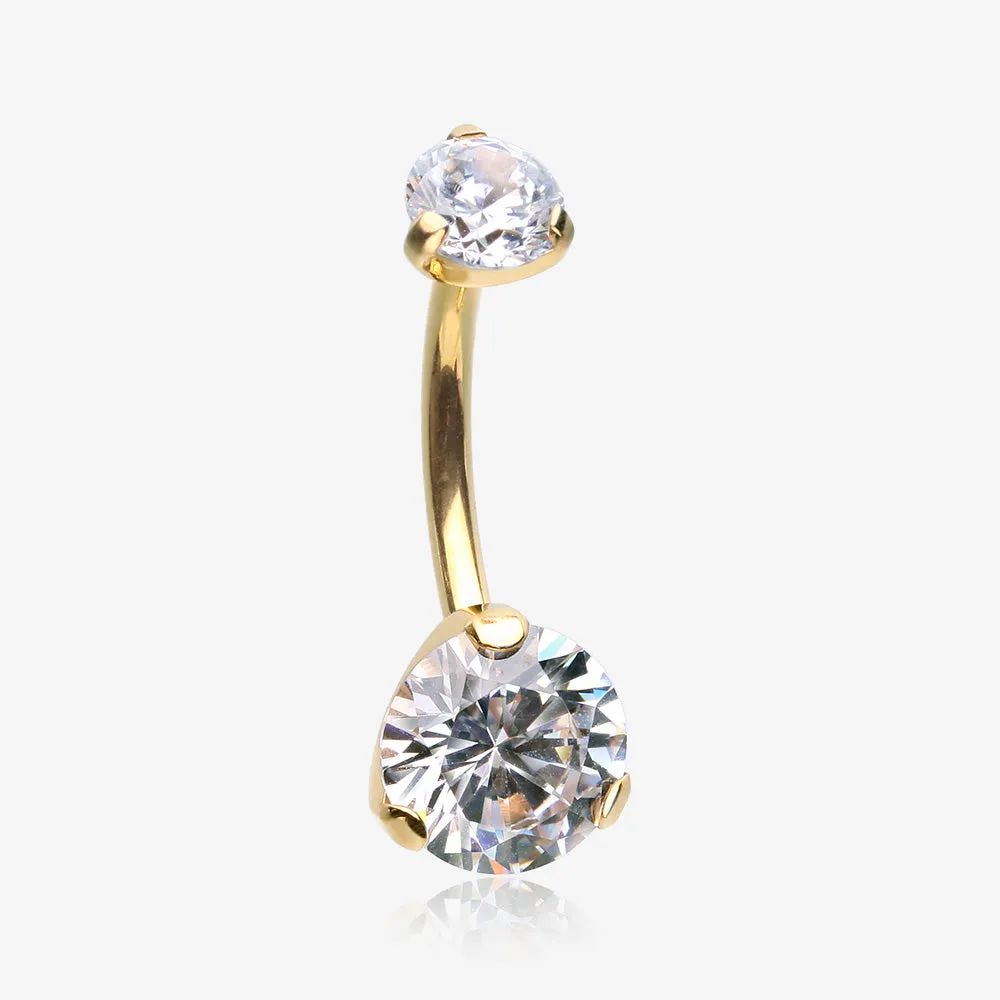 Pure24K Implant Grade Titanium Internally Threaded Prong Set Belly Button Ring