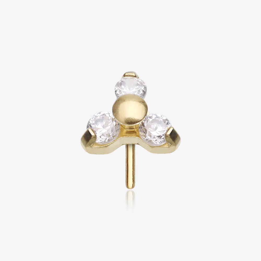 Pure24K Implant Grade Titanium OneFit Threadless Trinity Sparkle Prong Set Top Part