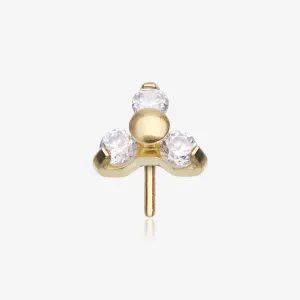 Pure24K Implant Grade Titanium OneFit Threadless Trinity Sparkle Prong Set Top Part