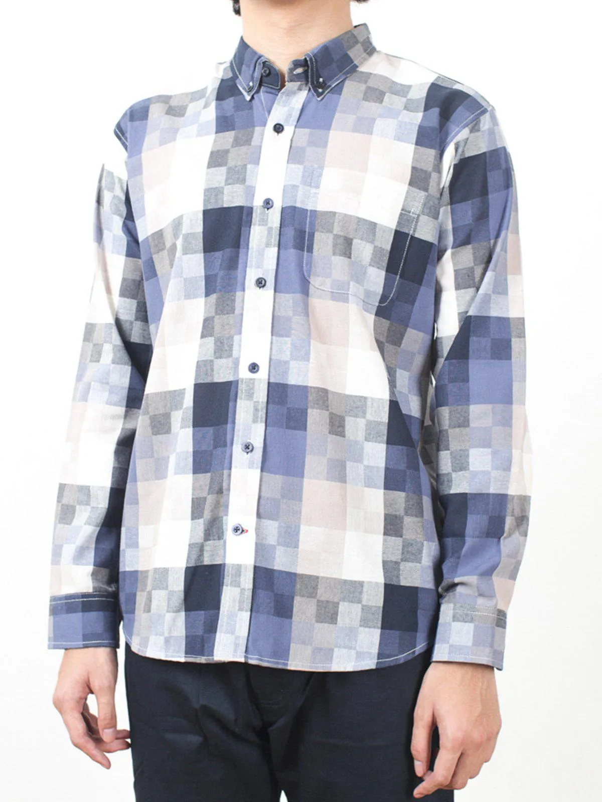 Qutn Button Down LS Crazy Square Oxford