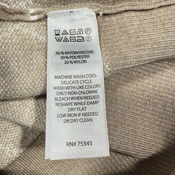 Rachel Zoe Sweater Womens Sz 1X Cream Tan Argyle Geometric Quiet Luxury Soft NWT