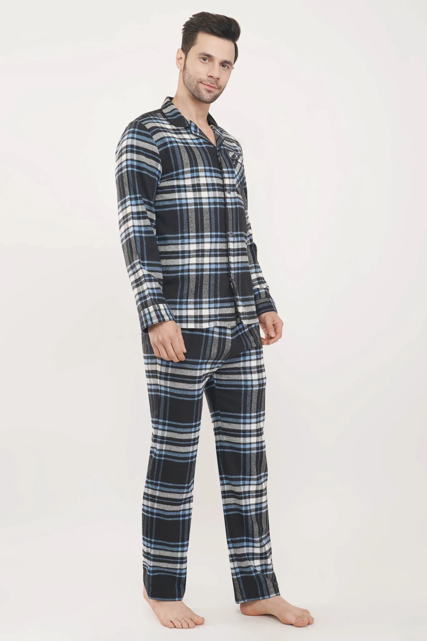 Regal Renaissance | Black & Blue Oxford Checks Loungewear Set
