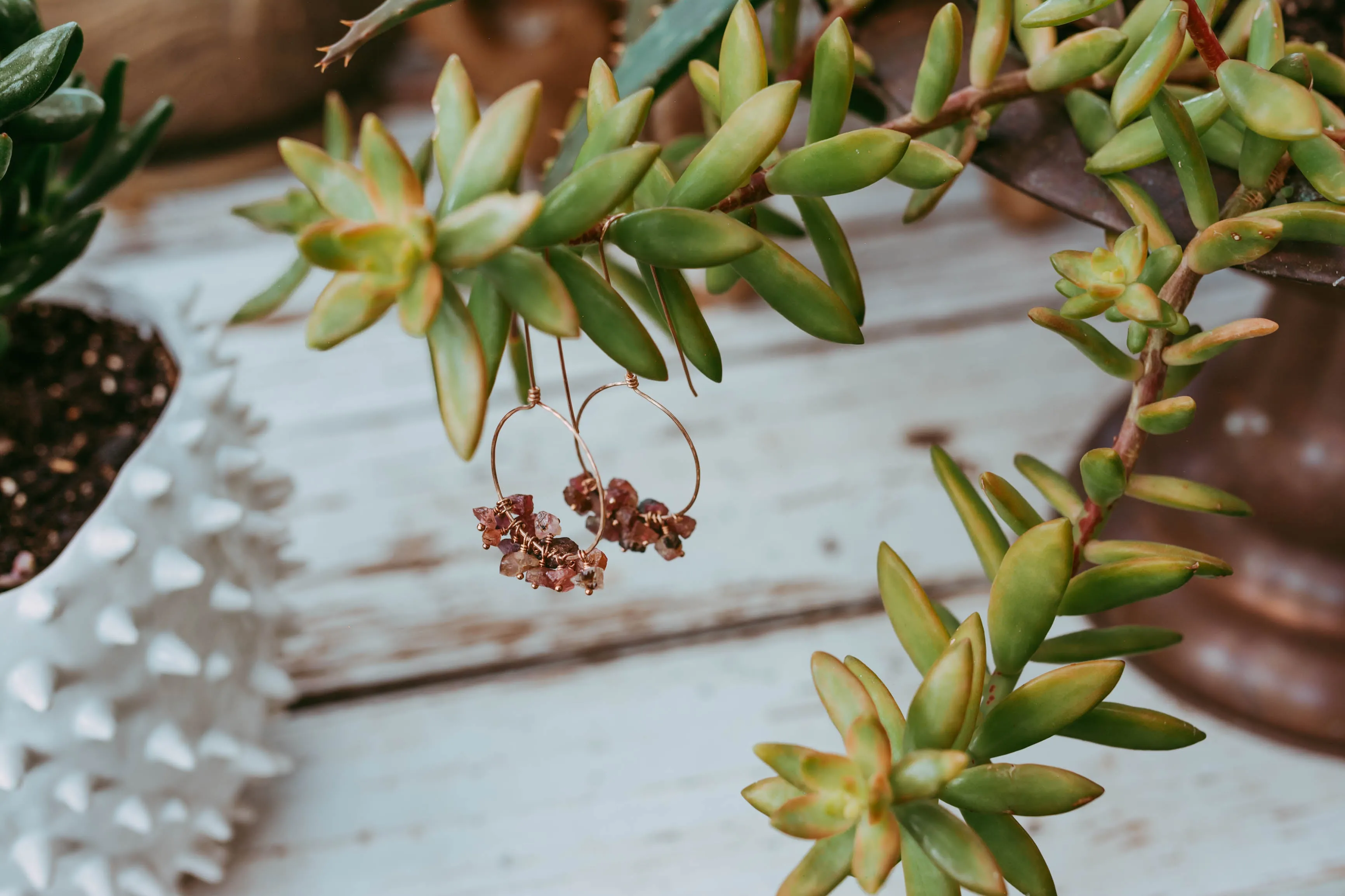 Rough Tourmaline Gemstone Rose Gold Filled Earrings
