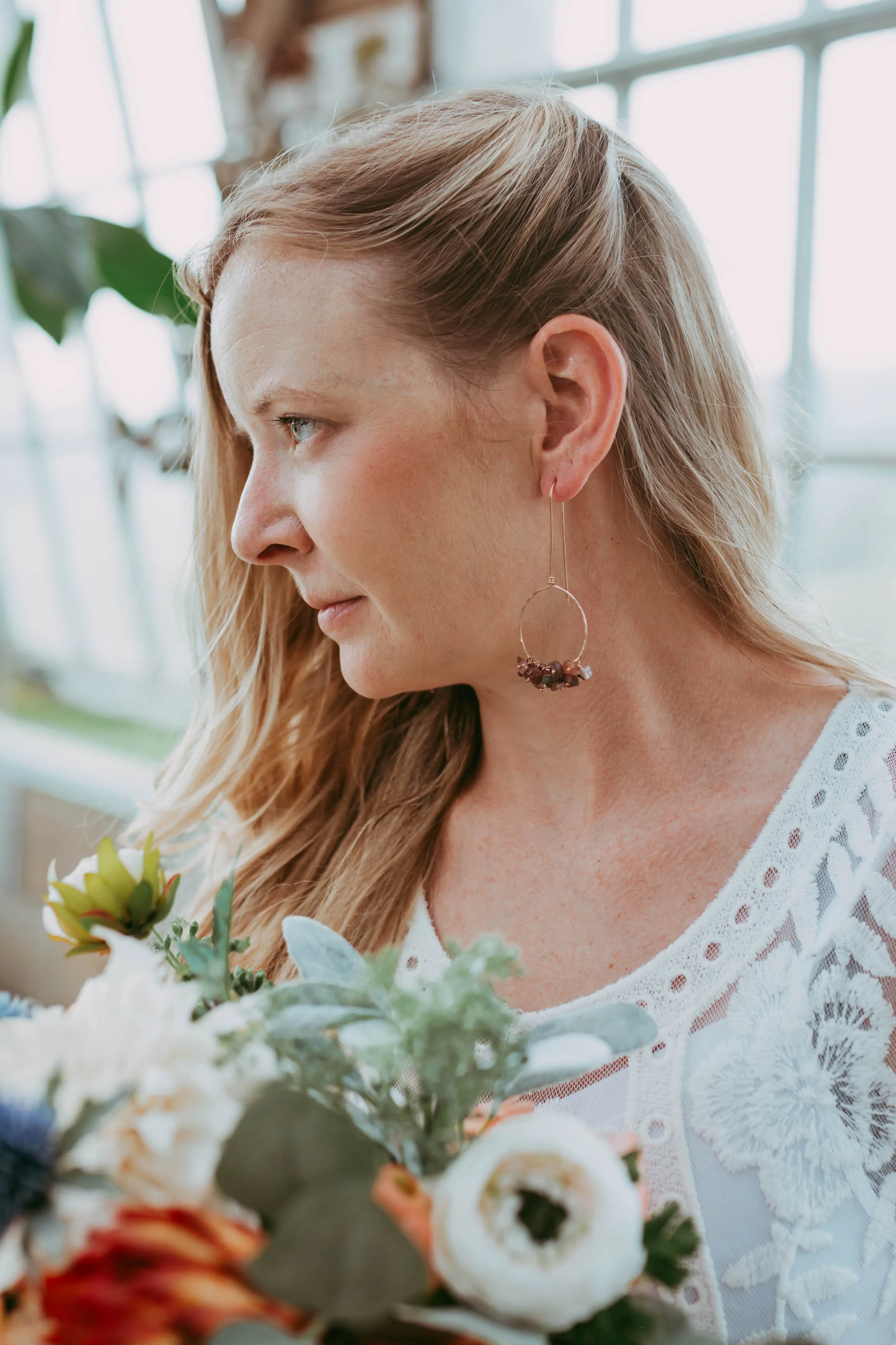Rough Tourmaline Gemstone Rose Gold Filled Earrings