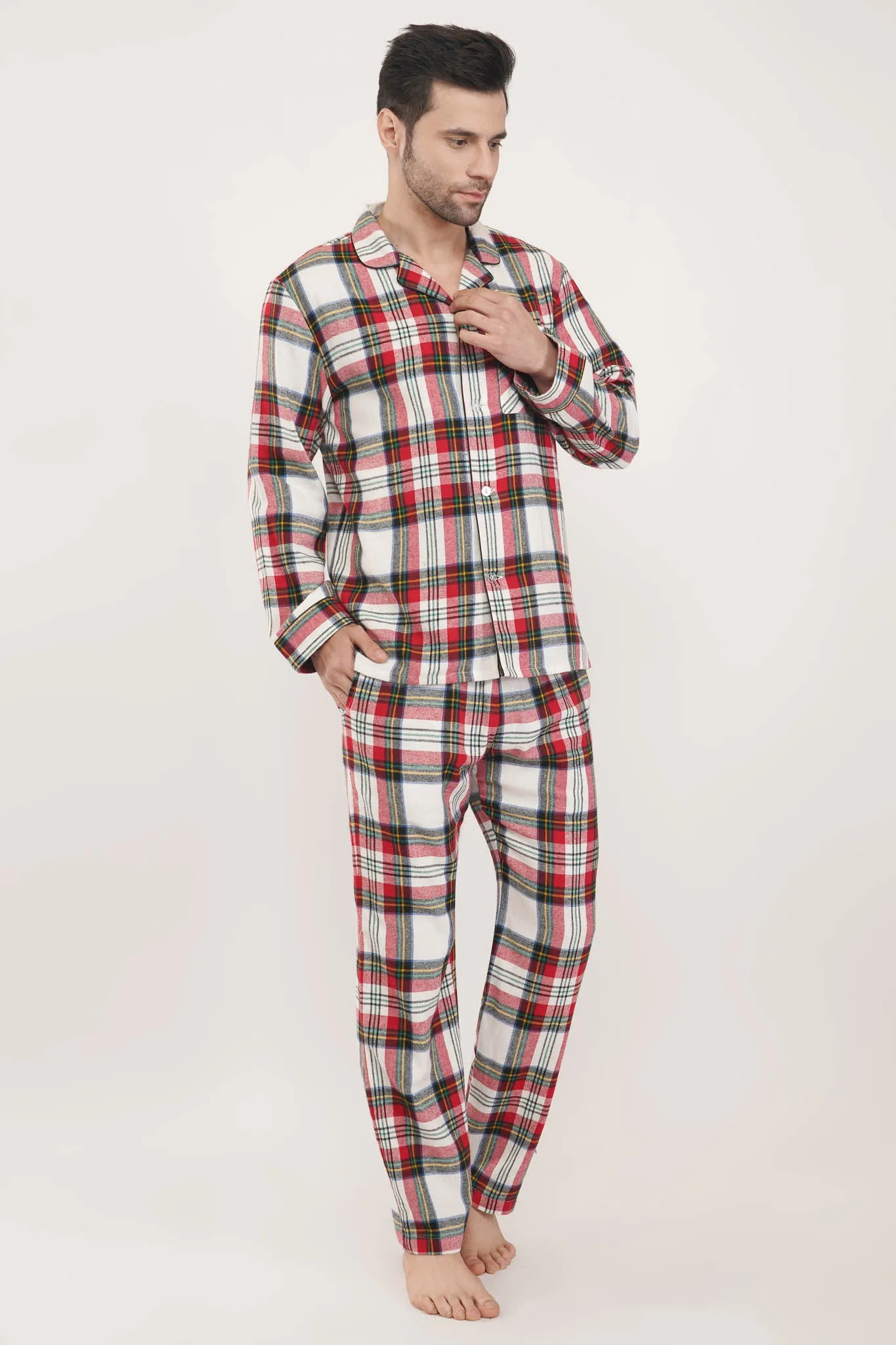 Royal Red | Red & White Oxford Checks Loungewear Set
