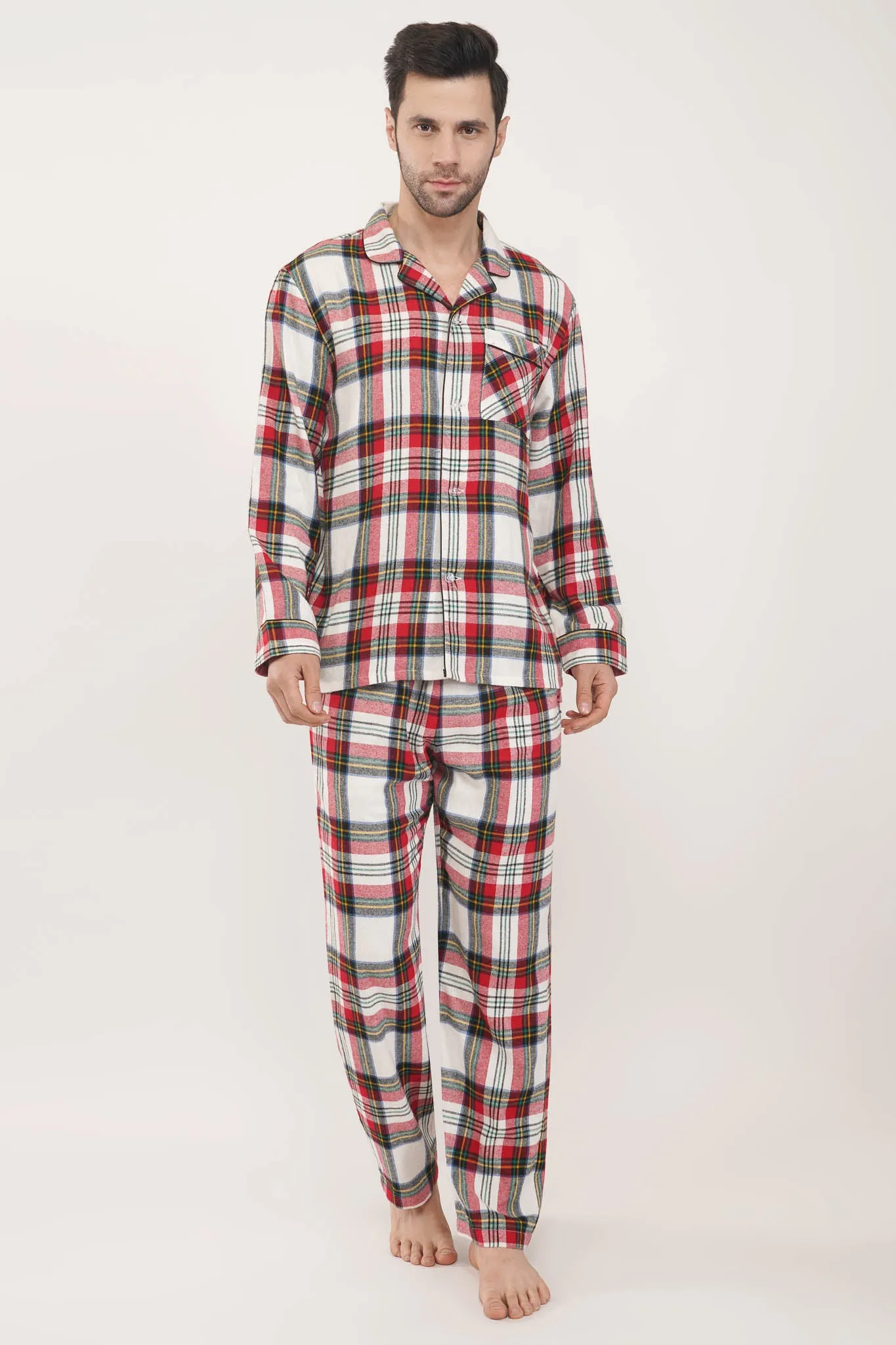 Royal Red | Red & White Oxford Checks Loungewear Set