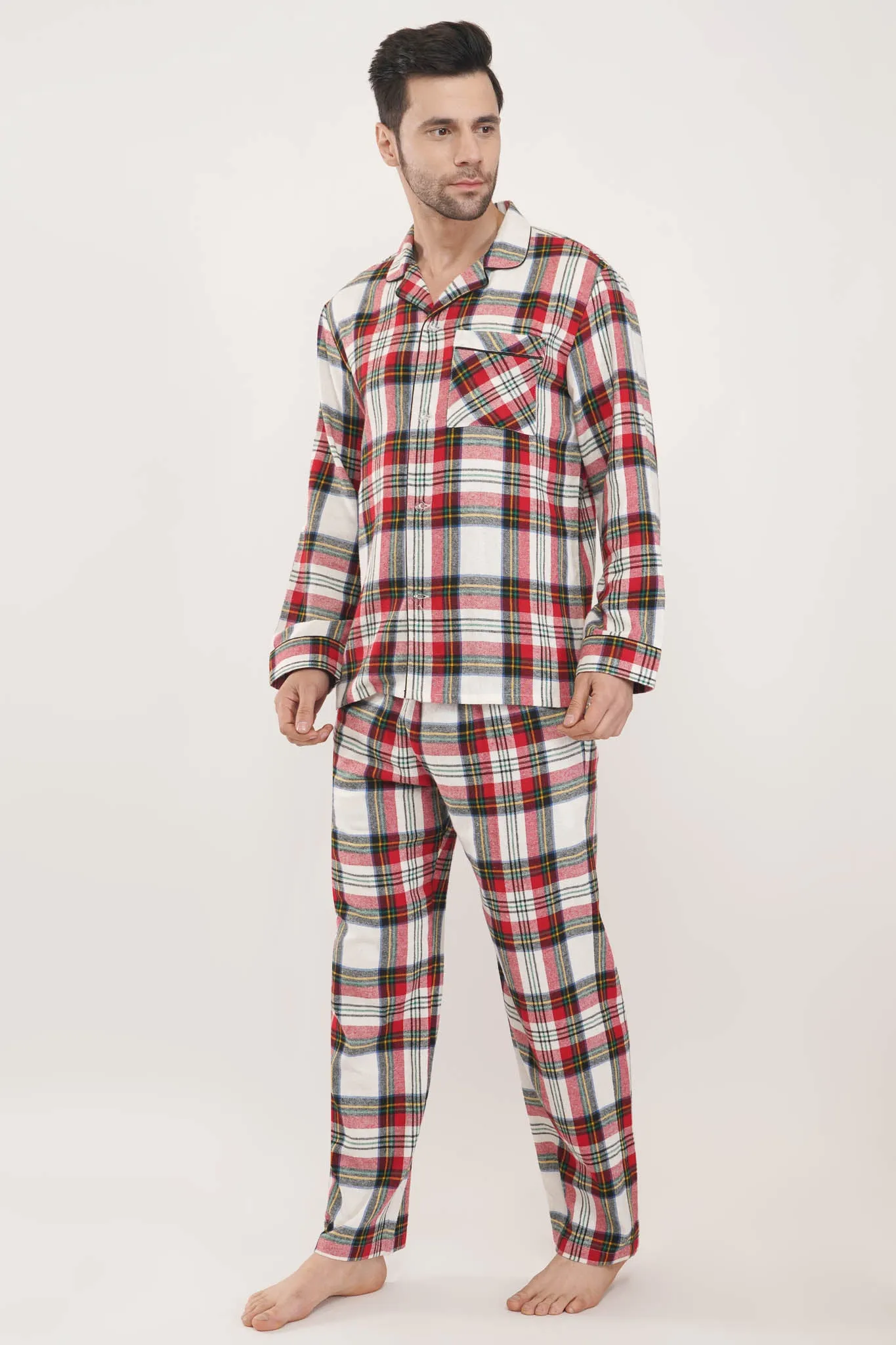 Royal Red | Red & White Oxford Checks Loungewear Set