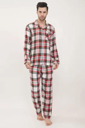 Royal Red | Red & White Oxford Checks Loungewear Set