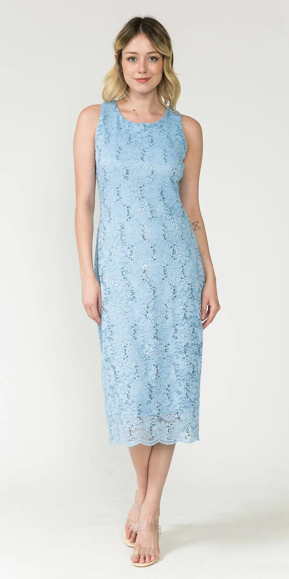 Sally Fashion 8887 Midi Length Lace Dress with Jacket