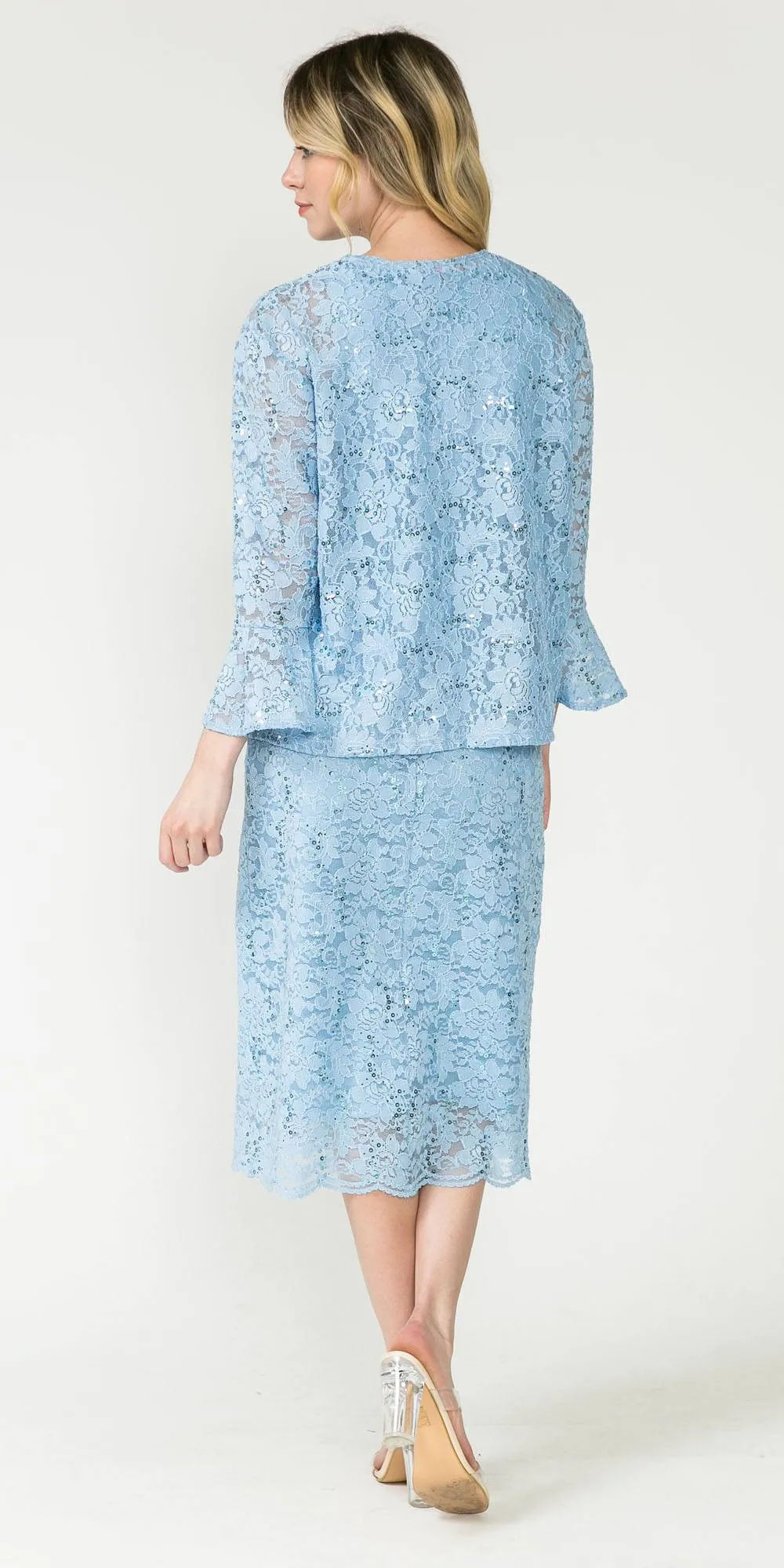 Sally Fashion 8887 Midi Length Lace Dress with Jacket