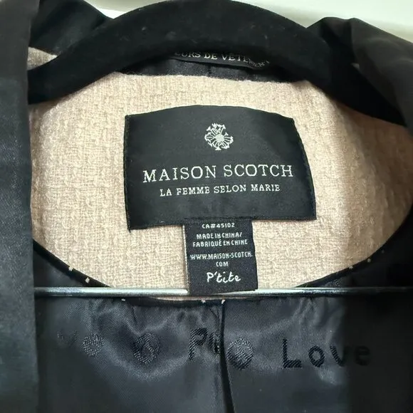 Scotch &amp; Soda Maison Scotch Cream White Wool Tuxedo Blazer XS women