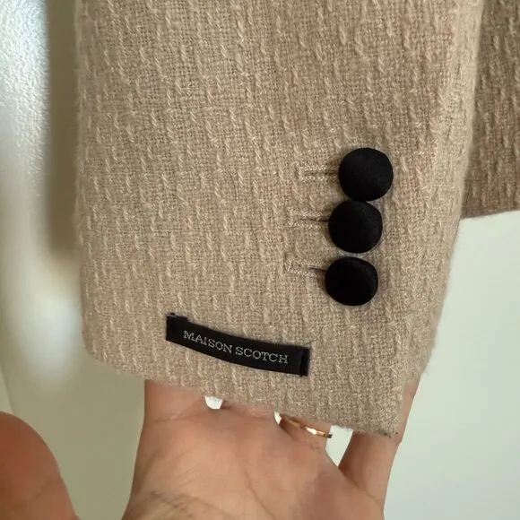 Scotch &amp; Soda Maison Scotch Cream White Wool Tuxedo Blazer XS women