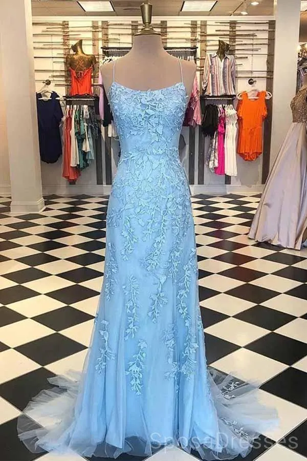 Sexy Backless Lace Mermaid Lilac Long Evening Prom Dresses, Cheap Custom Sweet 16 Dresses, 18466