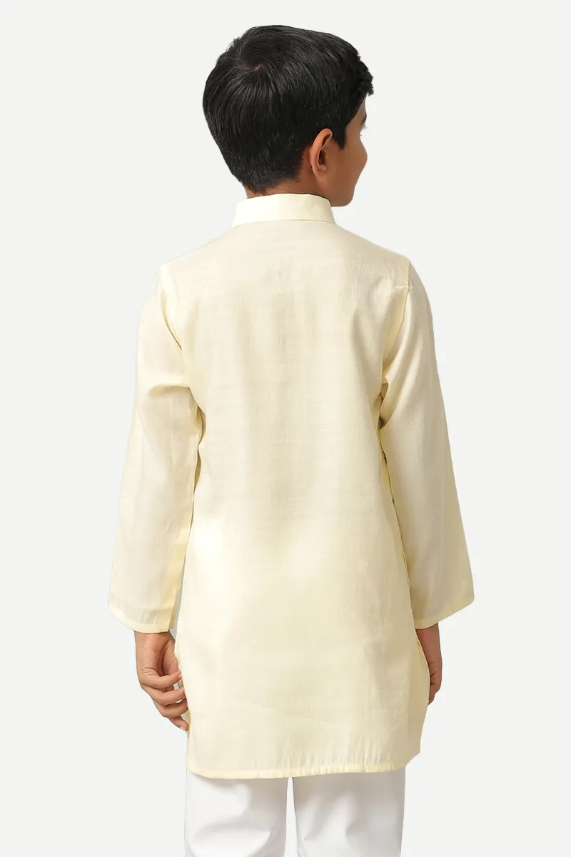 Shining Star - Cream White Kurta Set For Kids | Uathayam