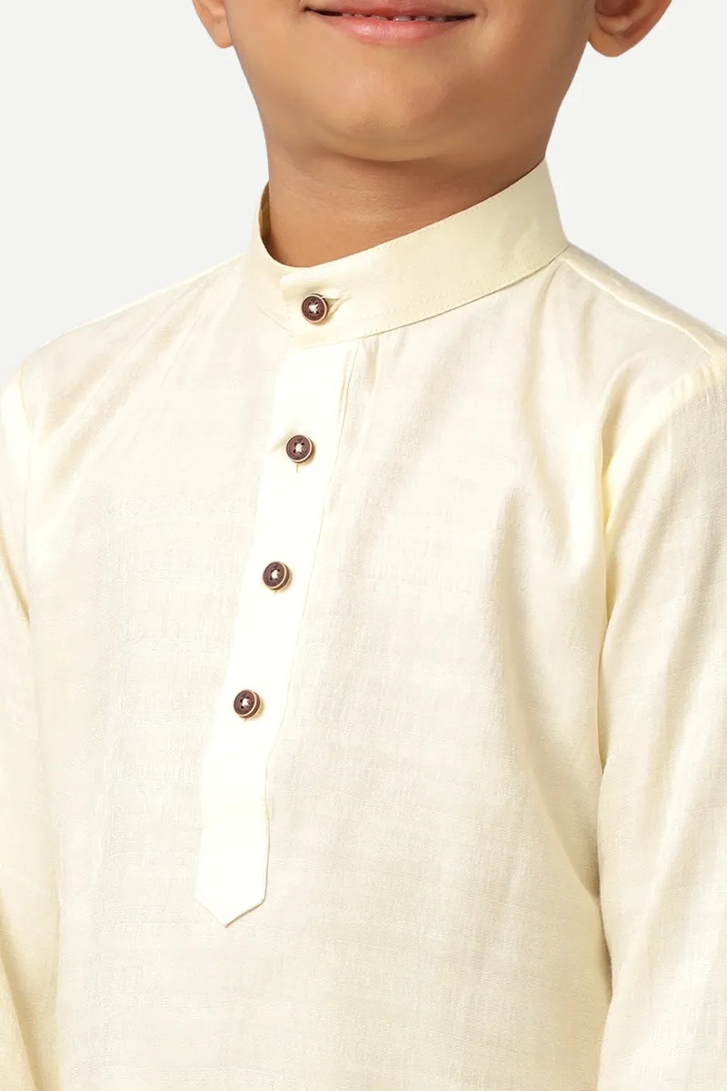 Shining Star - Cream White Kurta Set For Kids | Uathayam