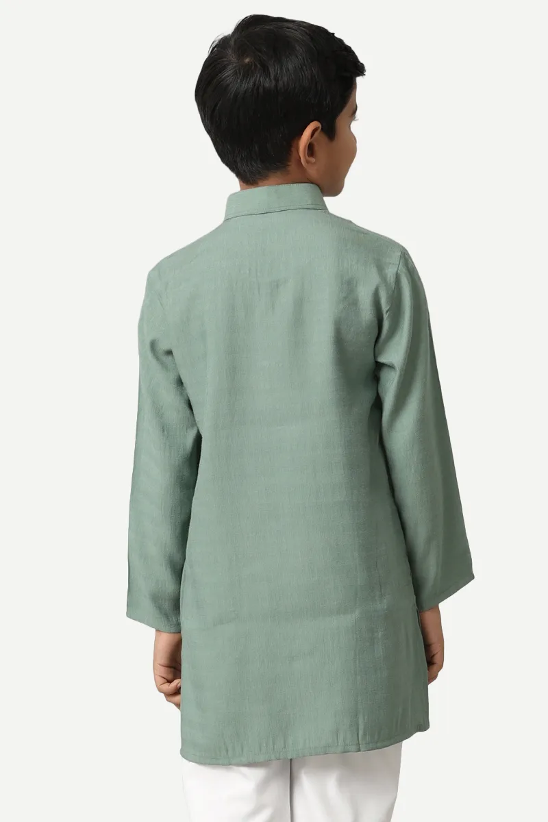 Shining Star - Greyish Green Kurta For Kids | Uathayam