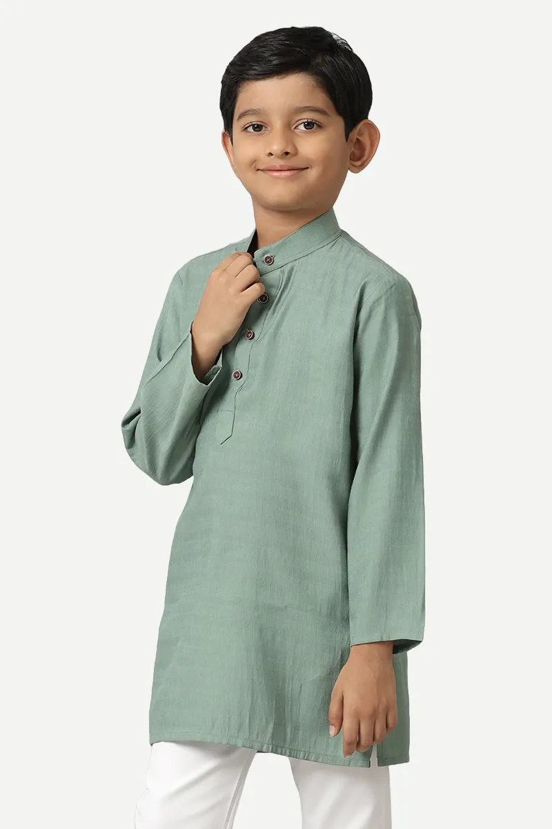 Shining Star - Greyish Green Kurta For Kids | Uathayam