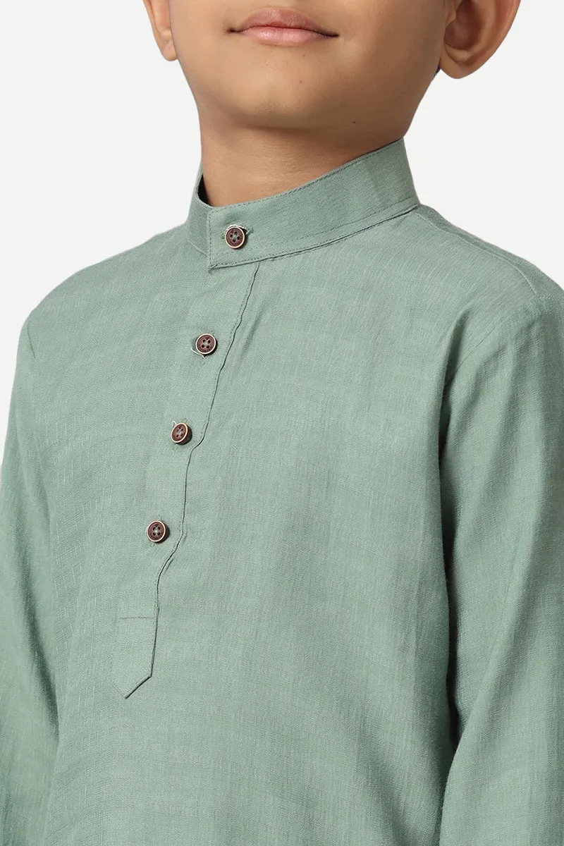 Shining Star - Greyish Green Kurta For Kids | Uathayam