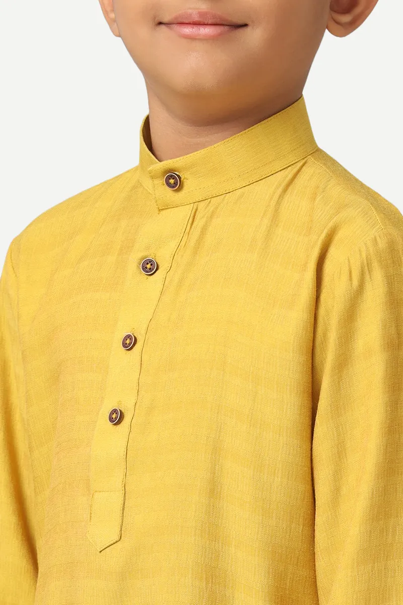 Shining Star - Mustard Yellow Kurta For Kids | Uathayam