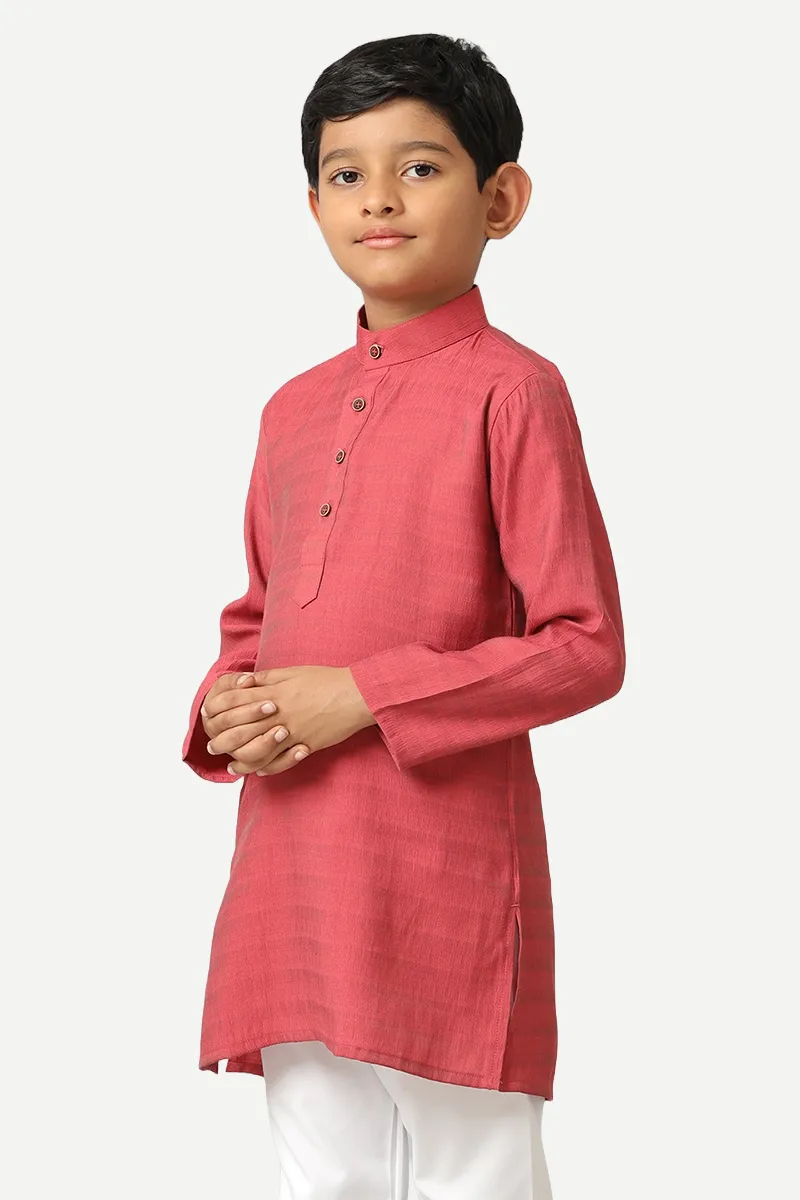 Shining Star - Saffron Red Kurta For Kids | Uathayam