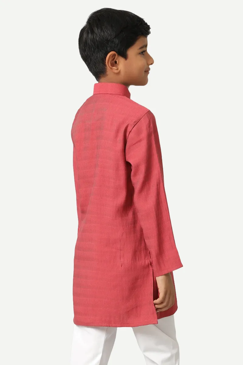 Shining Star - Saffron Red Kurta For Kids | Uathayam