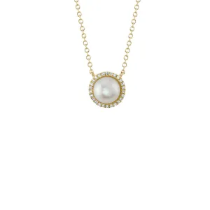 Shy Creation Diamond & Round Cultured Pearl Necklace