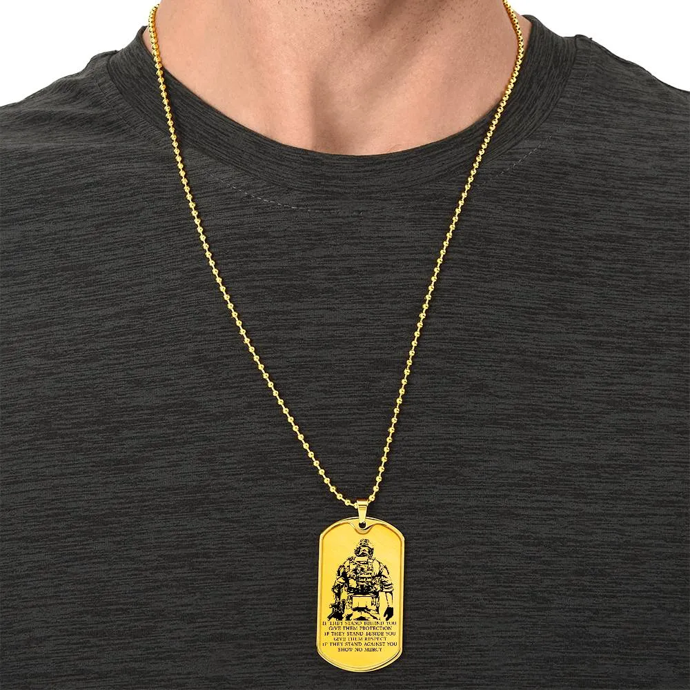 Soldier - IF - Show No Mercy - Army - Marine - Soldier Dog Tag - Military Ball Chain - Luxury Dog Tag