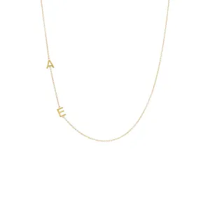 Solid Double Initial Necklace 14K