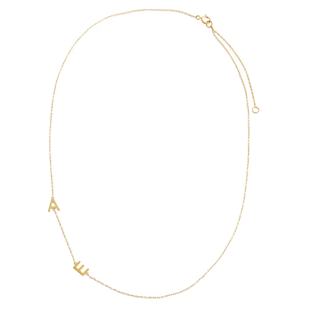 Solid Double Initial Necklace 14K