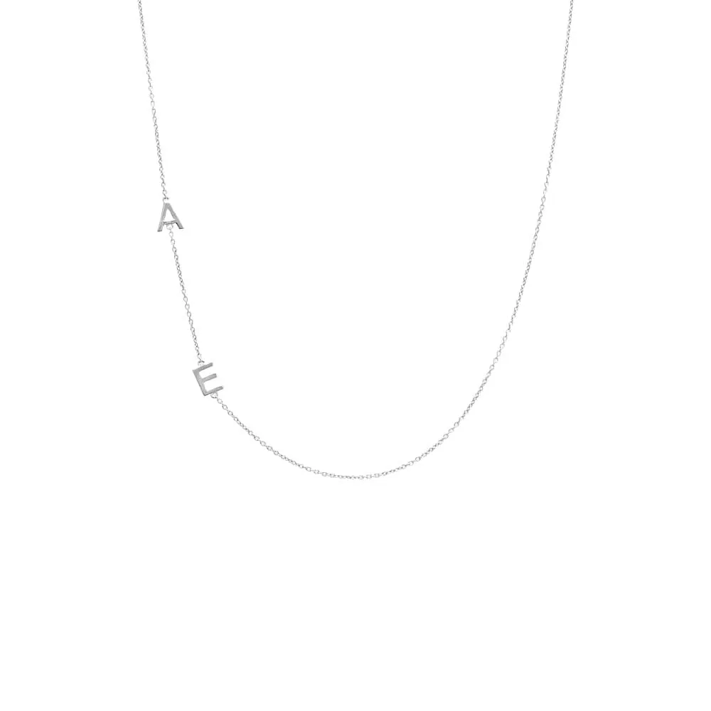 Solid Double Initial Necklace 14K