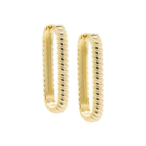 Solid Ridged Oval Shape Huggie Earring