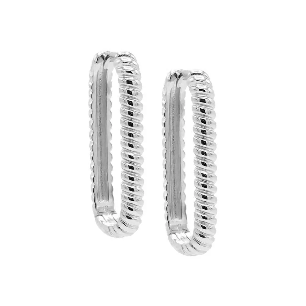Solid Ridged Oval Shape Huggie Earring