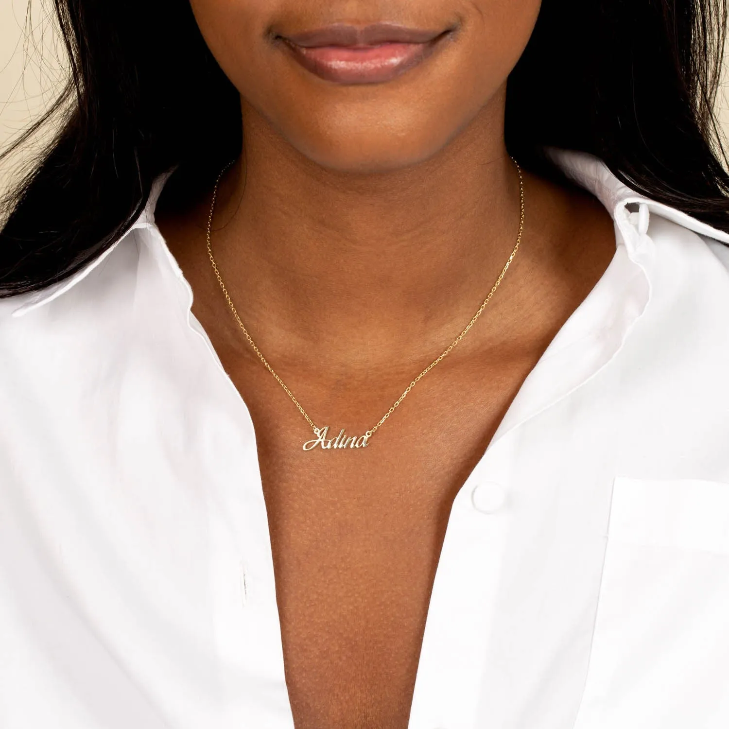 Solid Script Nameplate Necklace