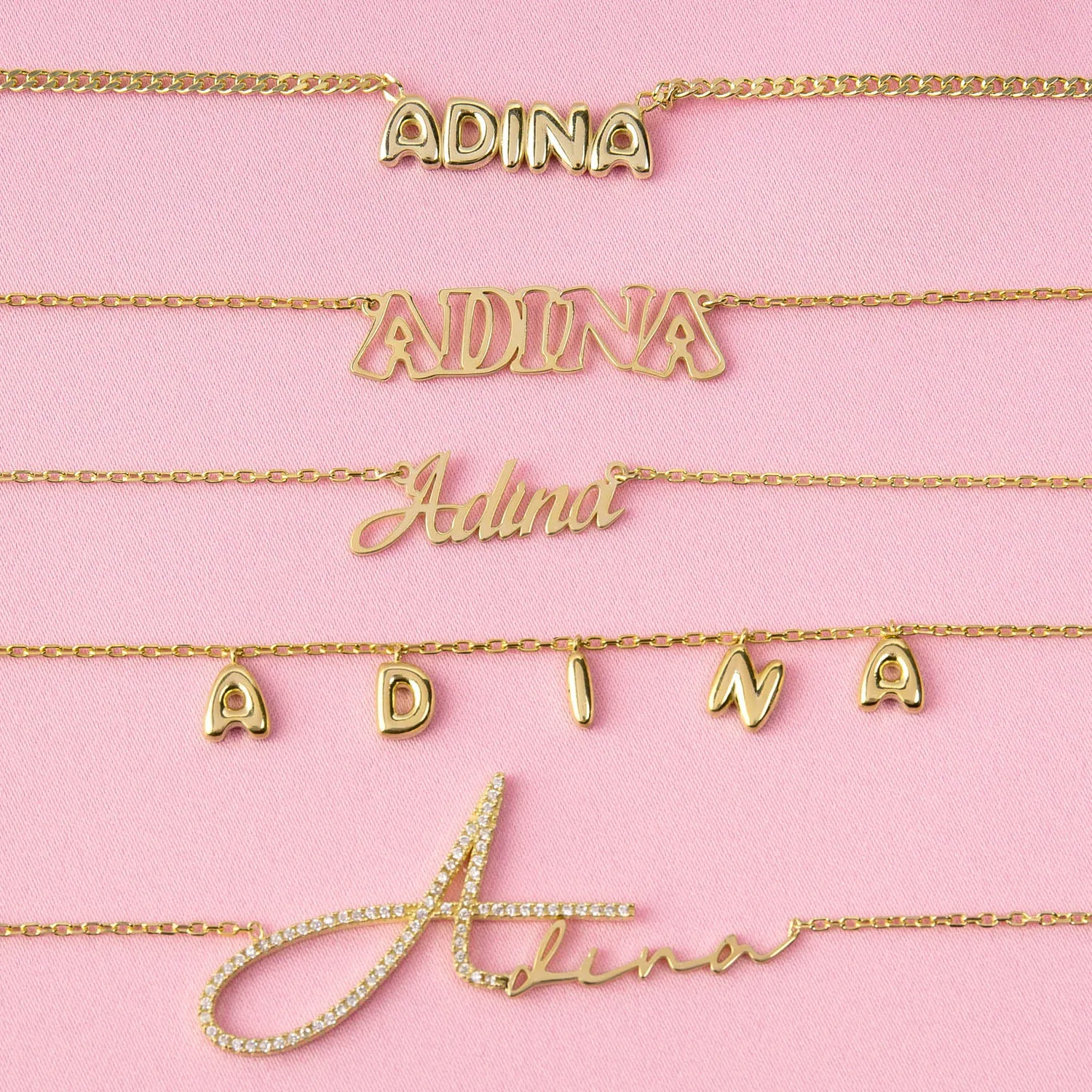 Solid Script Nameplate Necklace