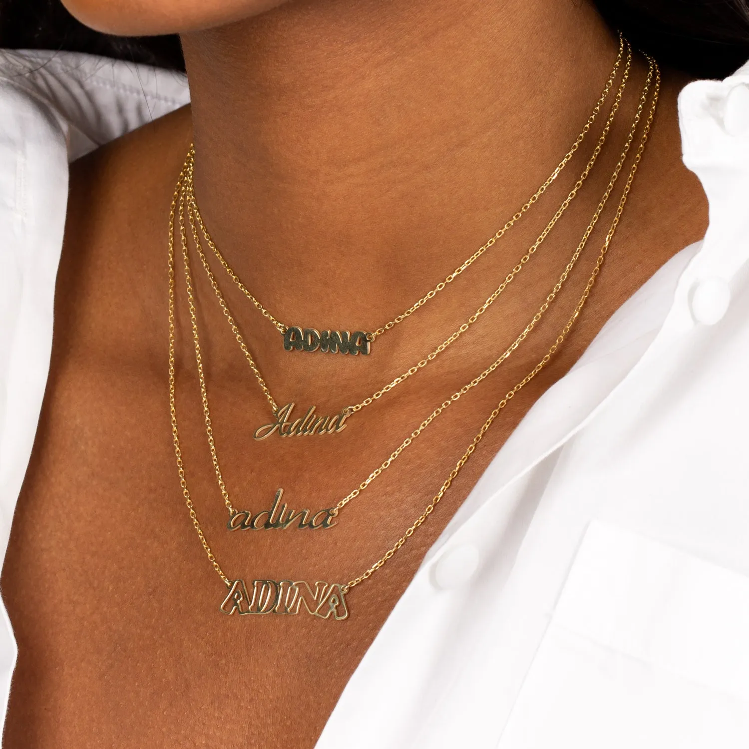 Solid Script Nameplate Necklace