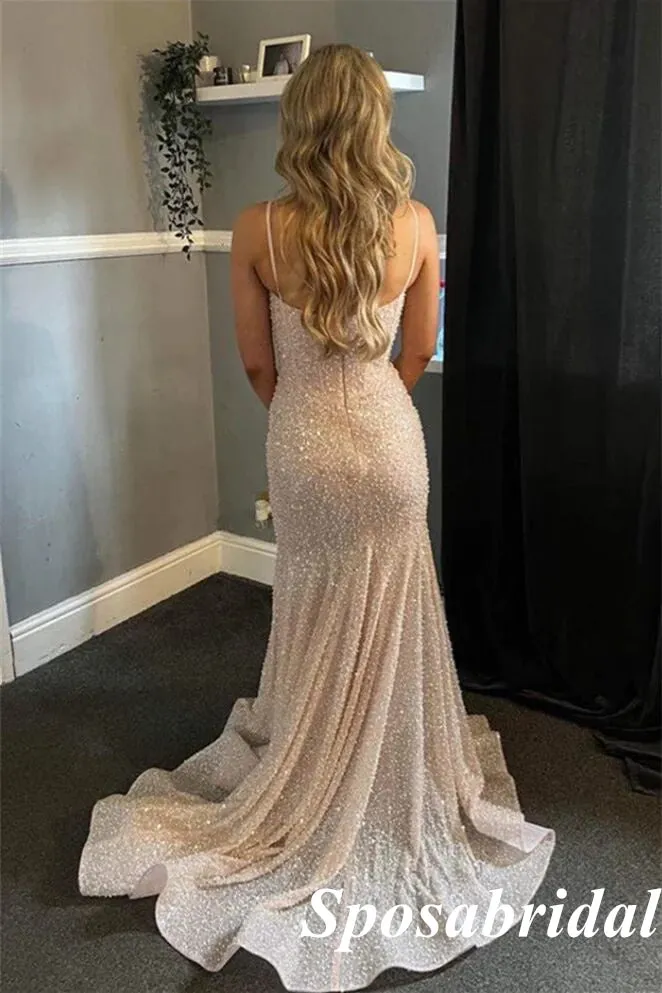Sparkly Sweetheart Sleeveless Mermaid Long Prom Dresses, PD3808