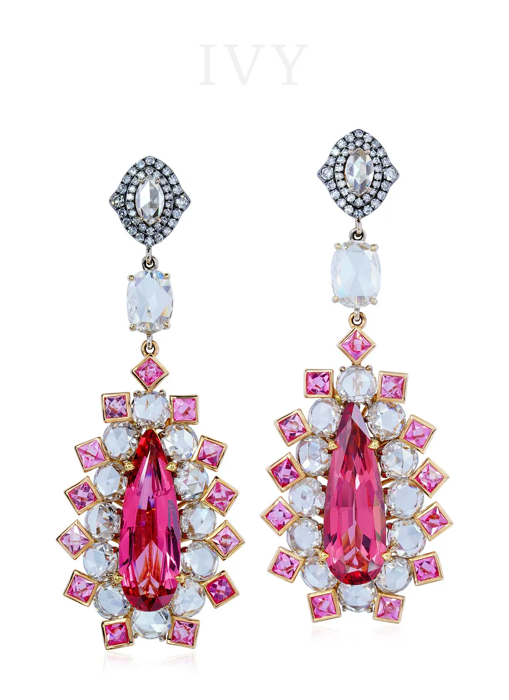 Spinel and Diamond Earrings