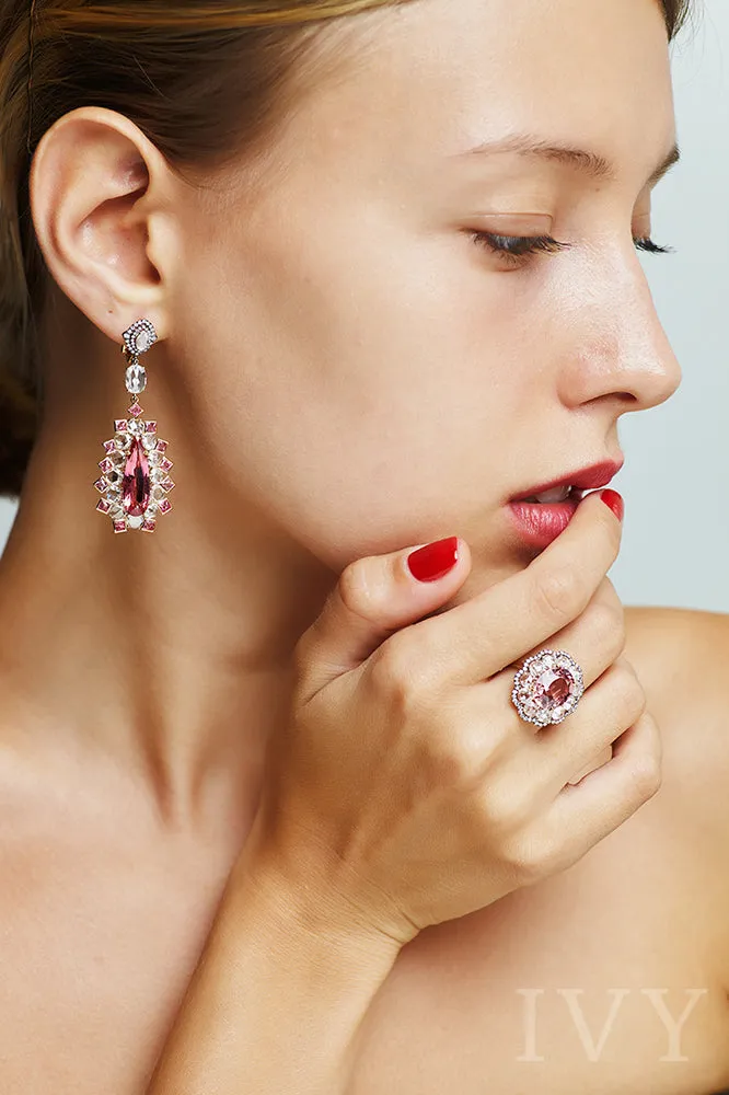 Spinel and Diamond Earrings