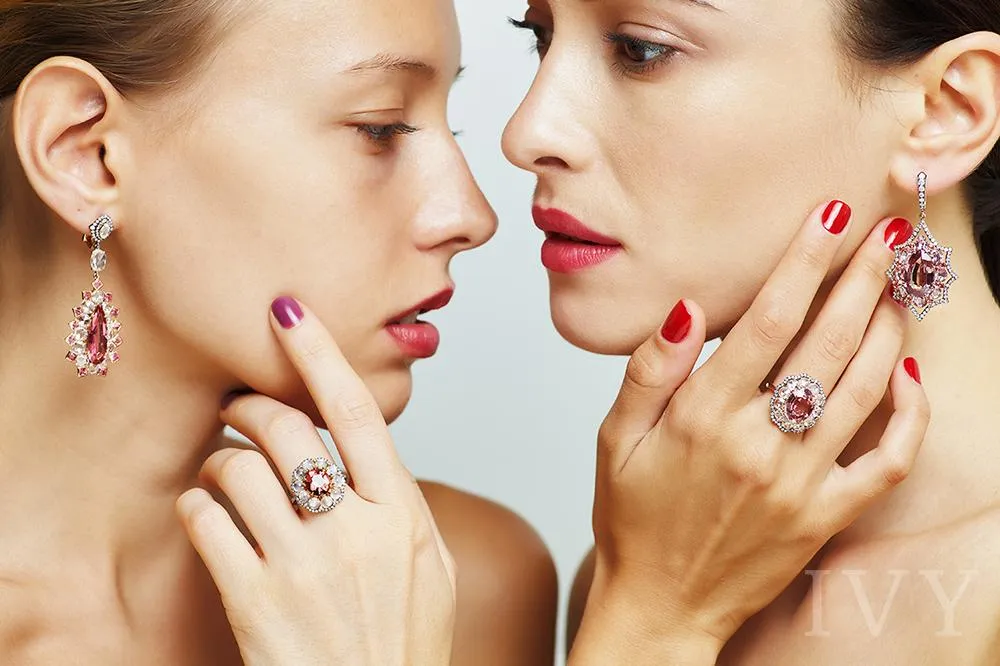 Spinel and Diamond Earrings